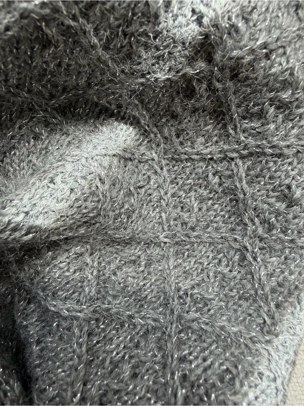 Sol Alpaca Diamond Knot Grey Infinity Scarf - Baby Alpaca NWT